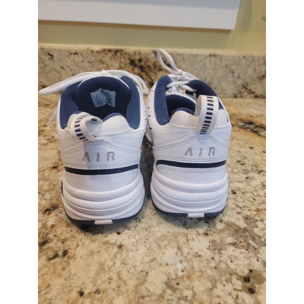 Nike Air Monarch White Metallic Silver Navy Walking Shoes 416335-102 Mens US 12W - Picture 5 of 8